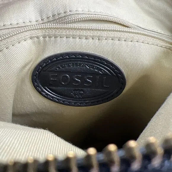 Fossil Memoir Anthology Foldover Leather Tote Crossbody Colorblock Boho - Picture 5 of 9